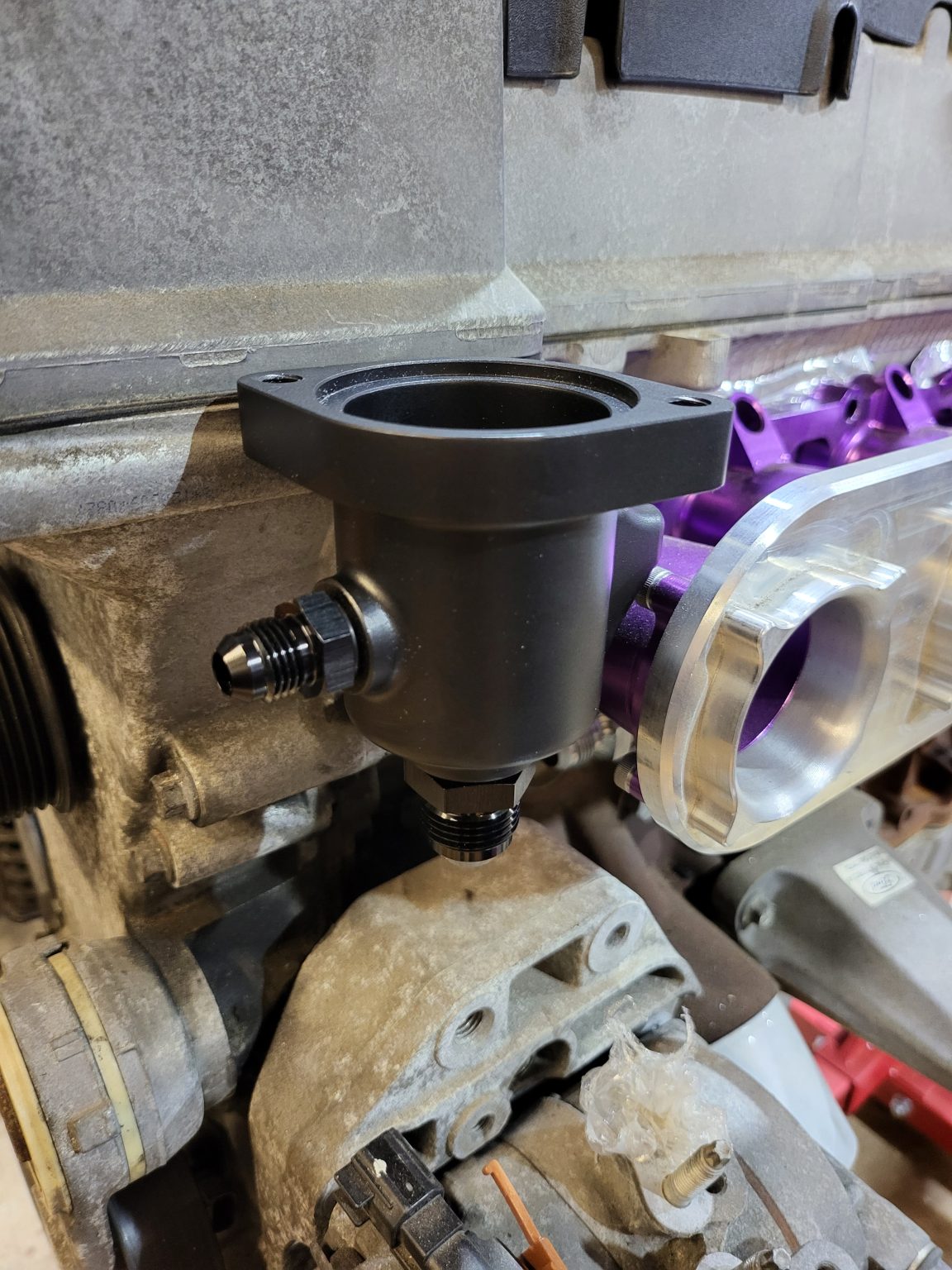 Barra billet lower thermostat housing